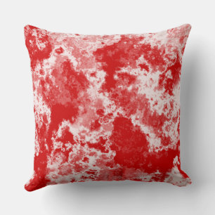 Red and White Marble abstract Cushion
