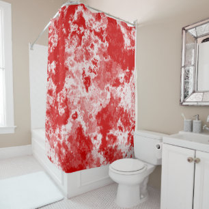 Red and White Marble abstract Shower Curtain