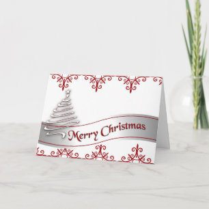 Red and White Marry Christmas Ribbon card