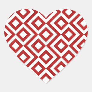 Red and White Meander Heart Sticker