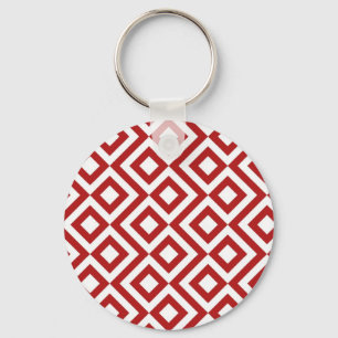 Red and White Meander Key Ring