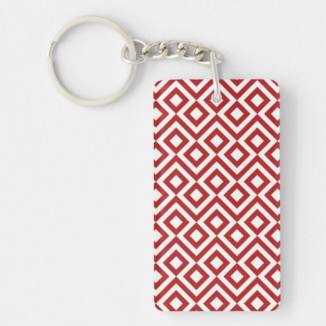 Red and White Meander Key Ring (Front)