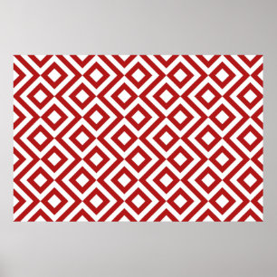 Red and White Meander Poster