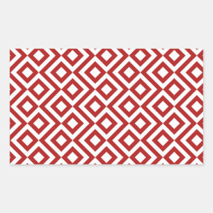 Red and White Meander Rectangular Sticker