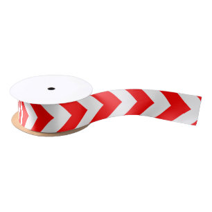 Red and White Medium Vertical Chevron Ribbon Satin Ribbon