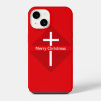 Red and White Merry Christmas Christian Cross