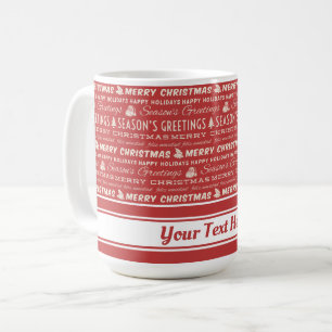 Red and White Merry Christmas Retro Typography Coffee Mug