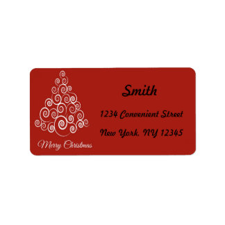 Red and White Merry Christmas Return Address Label