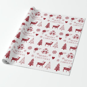 Red and White Merry Christmas Wrapping Paper