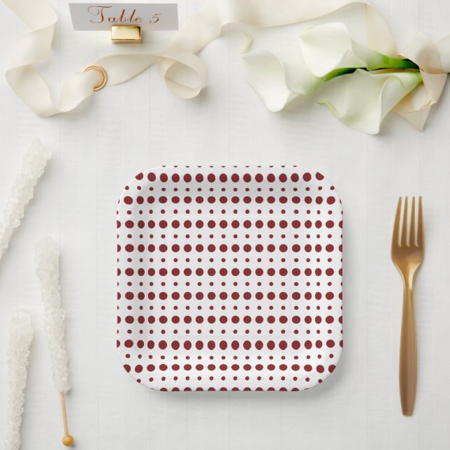 Red and White Minimalist Polka Dots g9 Paper Plate (Wedding)
