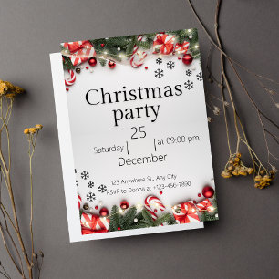 Red and white modern Christmas Invitation