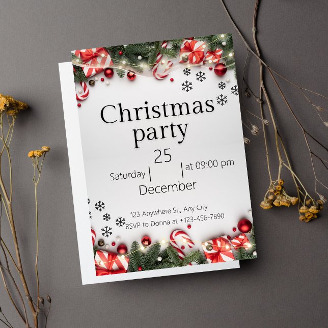 Red and white modern Christmas Invitation (Creator Uploaded)