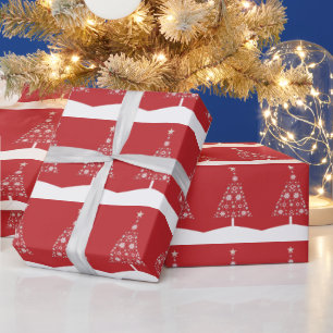 Red And White Modern Christmas Tree Wrapping Paper