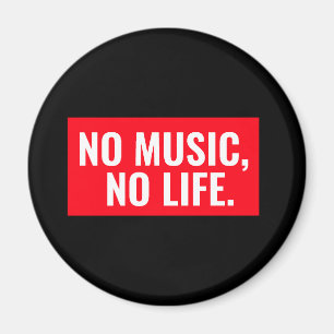 Red and White Modern Design No Music No Life Magnet