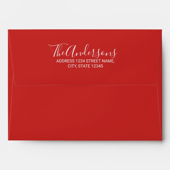 Red and White Modern Holiday Greeting Card Envelope (Back (Top Flap))