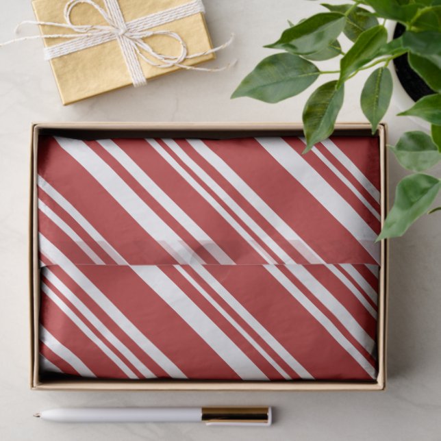 Red and White Modern Peppermint Stripe Tissue Paper (Gift)