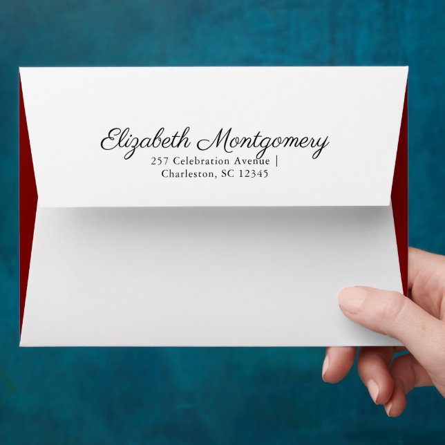 Red and White Modern Simple Wedding Invitation Envelope (Hand)