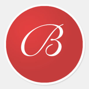 Red and White Monogram B Envelope Seal Stickers