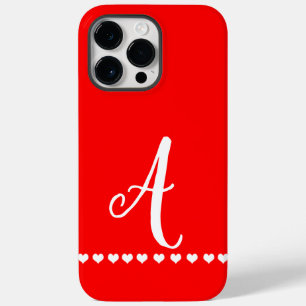 Red and White Monogram Initial Case-Mate iPhone C 14 Pro Max Case