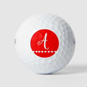 Red and White Monogram Initial Golf Balls