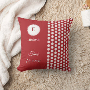 Red and white monogram time for a nap cushion