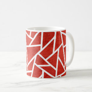 Red and white mosaic pattern coffee mug