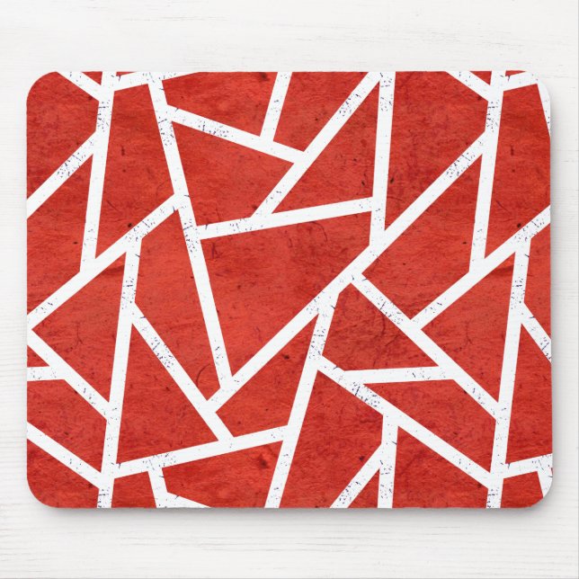 Red and white mosaic pattern mouse pad (Front)