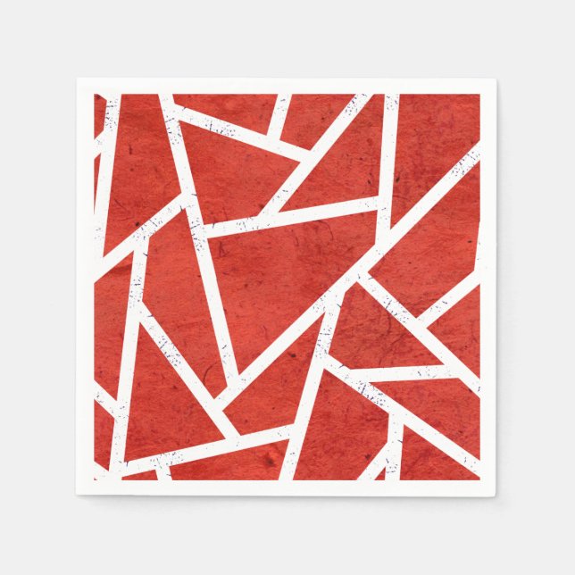 Red and white mosaic pattern napkin (Front)