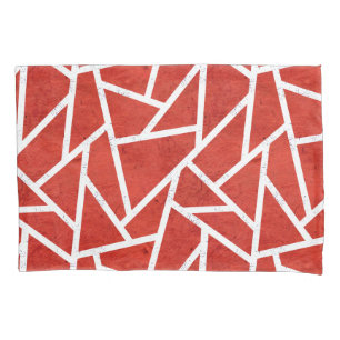 Red and white mosaic pattern pillowcase