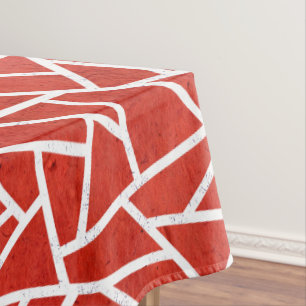 Red and white mosaic pattern tablecloth