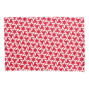 Red And White Motif Geometric Star Pattern Pillowcase