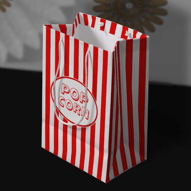 Red And White Movie Themed Popcorn Medium Gift Bag (Creator Uploaded)