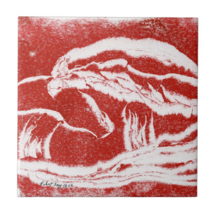Red and white mushroom, toadstool ceramic tile. tile