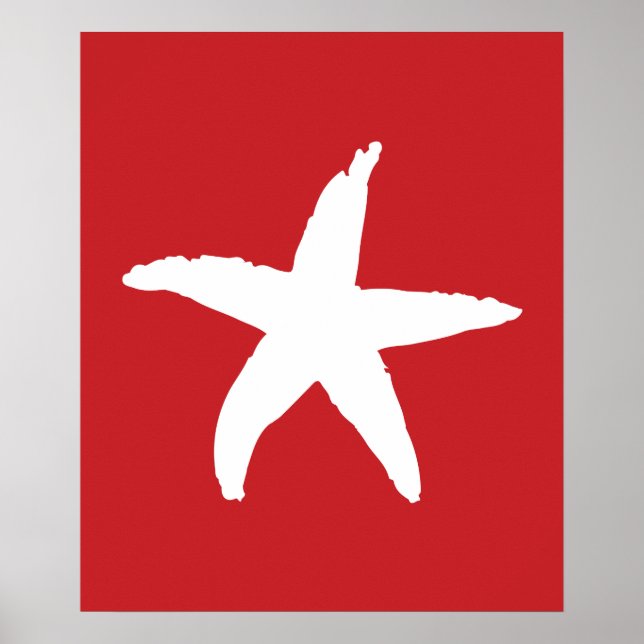 Red and White Nautical Sea Star Poster (Front)