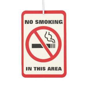 Red and White No Smoking Car Air Freshener