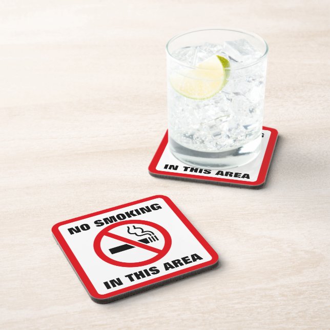 Red and White No Smoking Coaster (Right Side)