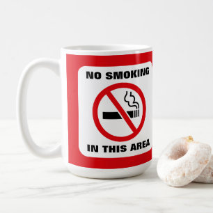 Red and White No Smoking Coffee Mug