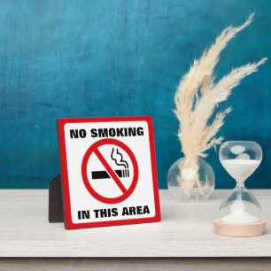 Red and White No Smoking Plaque
