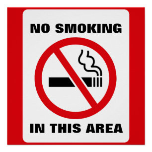 Red and White No Smoking Poster