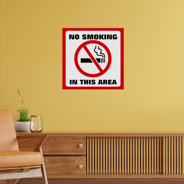 Red and White No Smoking Poster (Living Room 2)