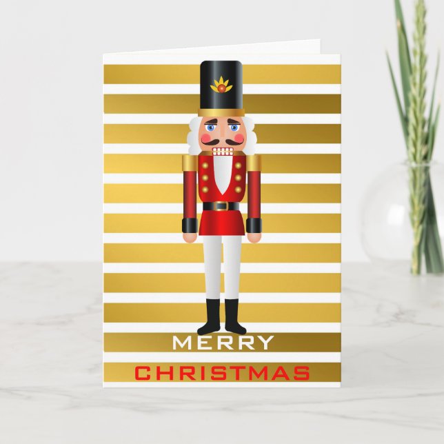 Red and White Nutcracker Holiday Card (Front)