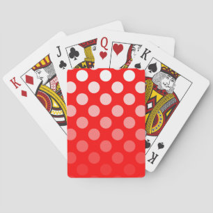 Red and White Ombre Polka Dots Playing Cards