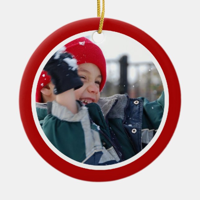 Red and White  - One Sided Ceramic Ornament (Front)