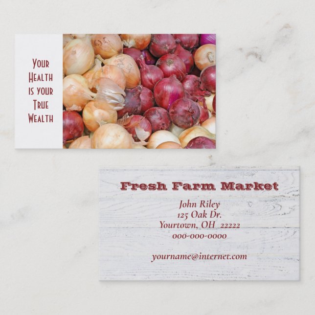 red and white onion bunch business card (Front/Back)