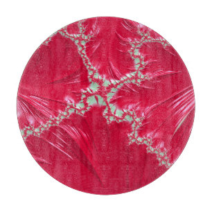 Red and white original fractal design cutting board