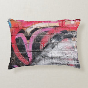 Red and white painted wall decorative cushion