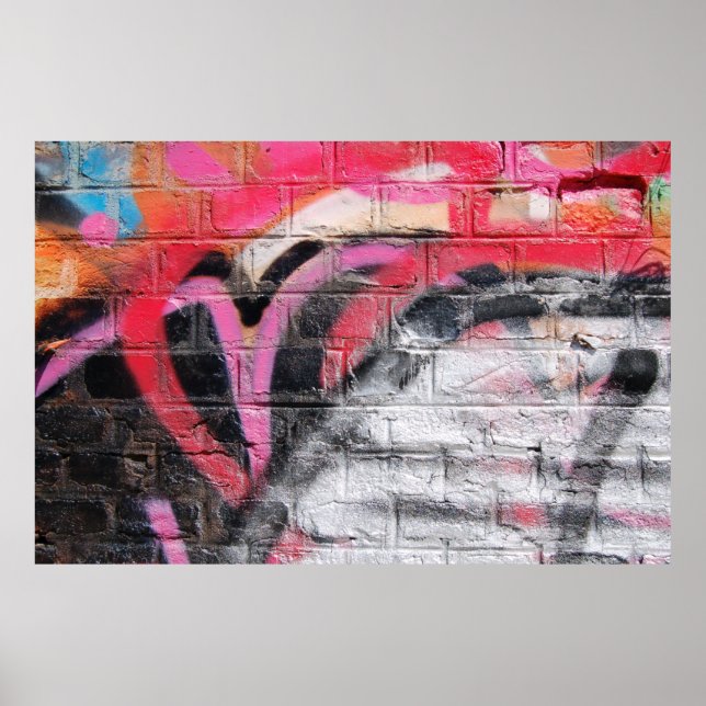 Red and white painted wall poster (Front)