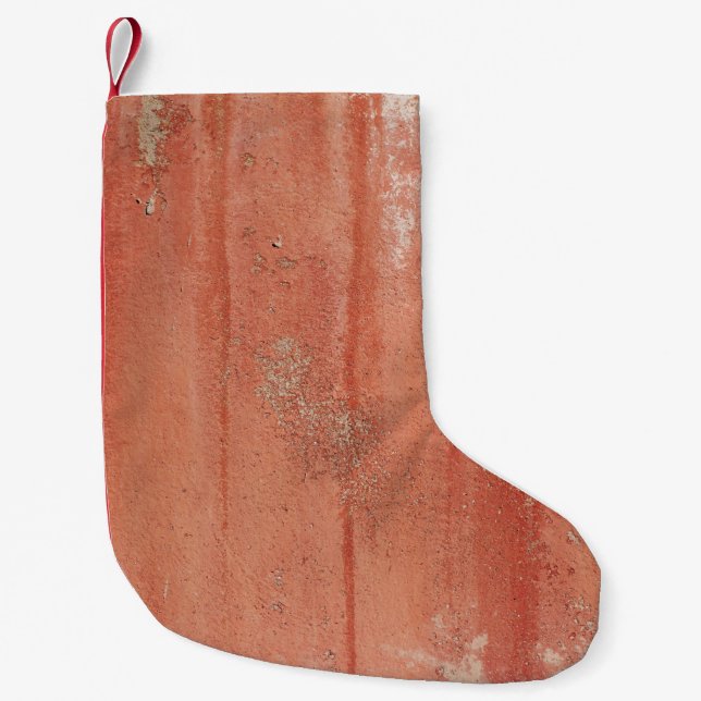 RED AND WHITE PAINTED WALL SMALL CHRISTMAS STOCKING (Front)