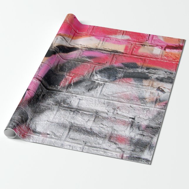 Red and white painted wall wrapping paper (Unrolled)