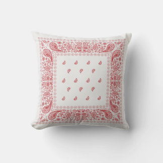 Red and White Paisley Design Cushion